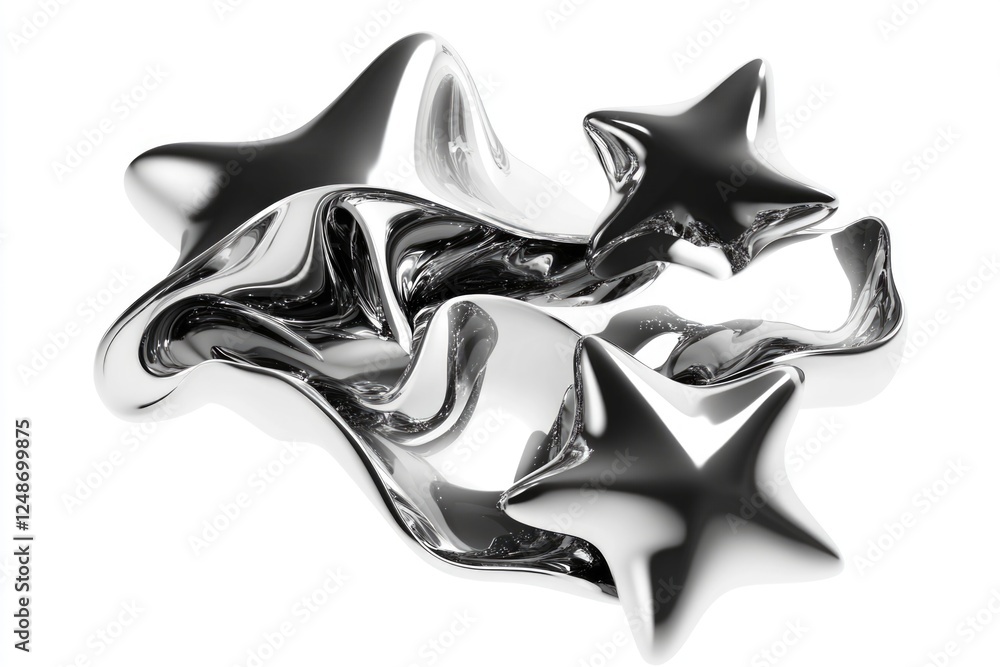 Poster a collection of shiny stars on a white background, perfect for representing celestial bodies or addi