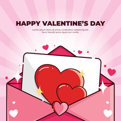 vector valentine's day greeting with heart letter concept. vector illustration. Valentine's Day. Can be used for greeting cards, posters and social media purposes