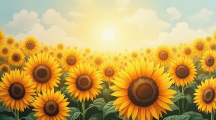 Fototapeta premium Radiant Sunflower Field Oil Paintings