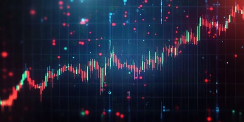 Cyberpunk Stock Market Graph 3D Visualization Neon Lights