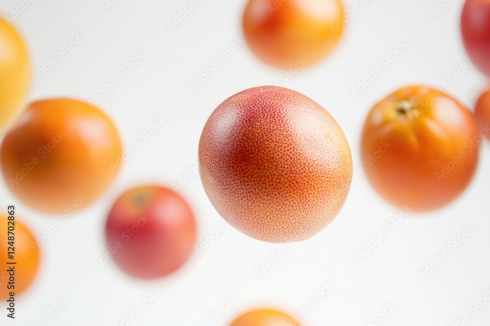 Poster a selection of oranges and grapefruit arranged on a clean white surface
