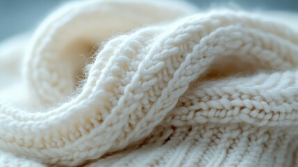 Close-up of cream-colored knitted fabric.