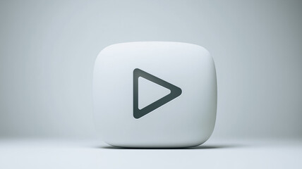a gray play button icon on a square white surface.  - obrazy, fototapety, plakaty