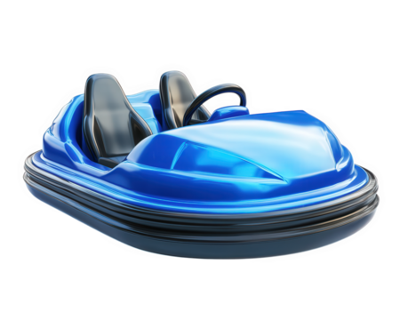 vibrant blue bumper car designed for amusement parks, featuring sleek, modern shape and comfortable seating. Perfect for fun and excitement at fairs and carnivals