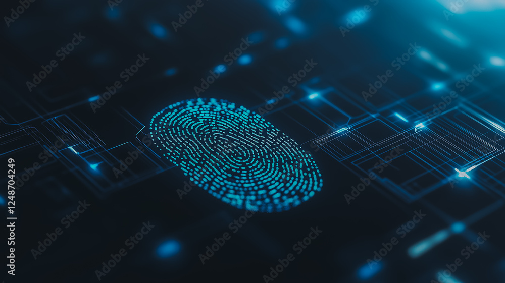 Poster fingerprint scan on a digital circuit board.