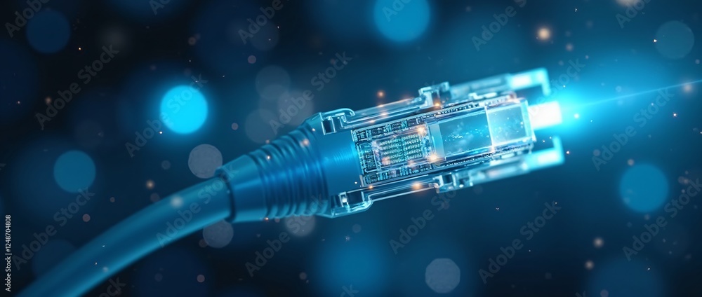 Aufkleber network ethernet cable connector for digital communications, internet security and data protection. 