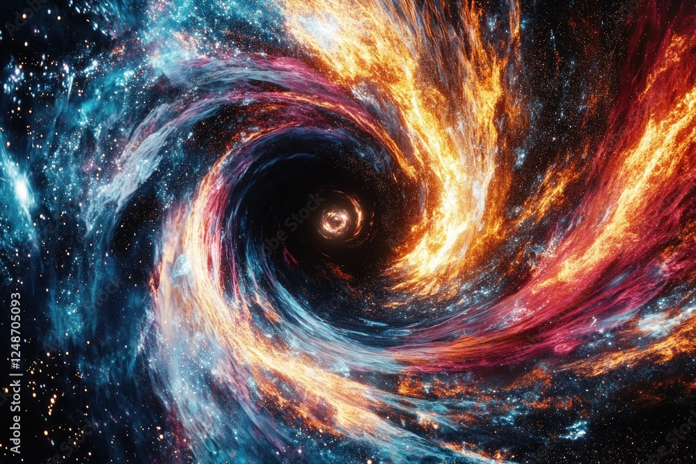 Poster a visual representation of a spiral shape in space