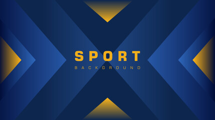 Creative sport background. Blue background with arrows. Simple geometric background.. Blue and gold background
