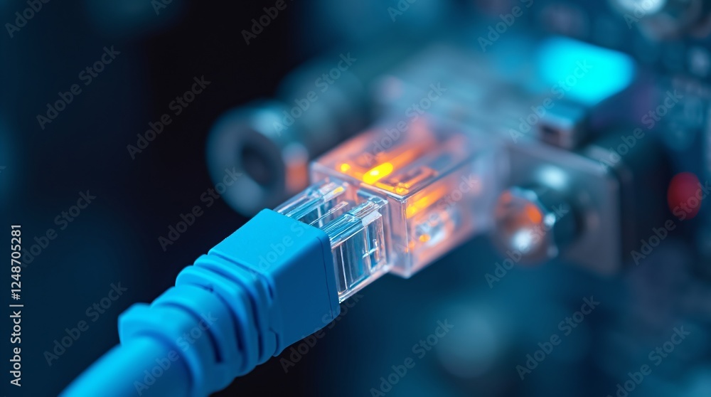 Poster network ethernet cable connector for digital communications, internet security and data protection. 