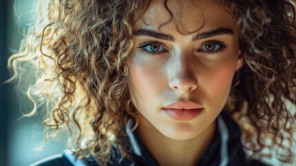 Fototapeta premium A close-up shot of a woman with curly hair