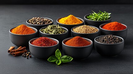 Exotic Spices in Traditional Bowls
