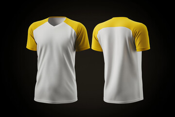 white and yellow jersey template for team clubs, jersey sport, front and back, Tshirt mockup sports jersey template design for football soccer, racing, gaming, sports jersey