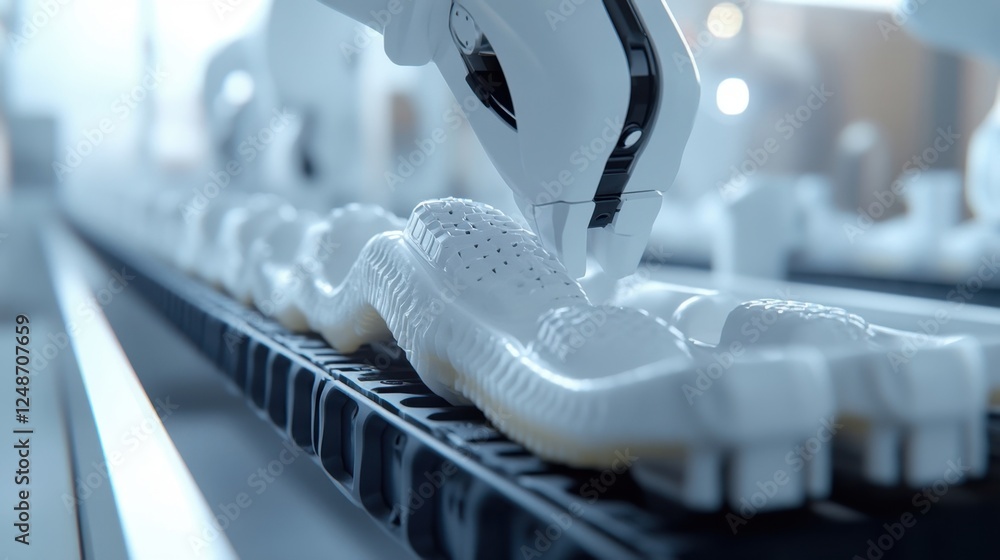 Aufkleber advanced robotic technology is assembling shoe soles on a production line, showcasing automation in 