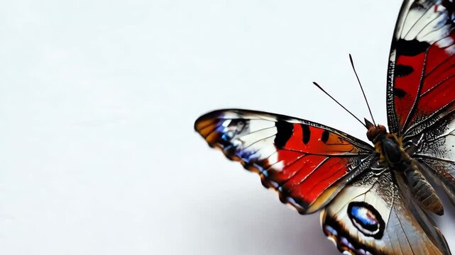 Realistic butterfly on white screen top view. Beautiful butterfly flying isolated on white background.Tawny Coster (Acraea violae) ,Acraea terpsicore, the tawny coster, is a small, Use for graphics 