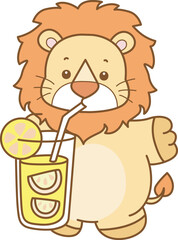 Cute Lion vector icon. Funny baby Lion animal series stock illustration. life of fluffy Lion designs.
