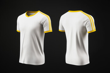 white and yellow jersey template for team clubs, jersey sport, front and back, Tshirt mockup sports jersey template design for football soccer, racing, gaming, sports jersey