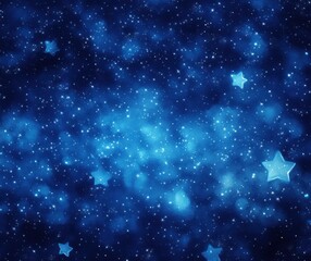 Fototapeta premium Dreamy Night Sky with Sparkling Stars and Soft Blue Watercolor Background