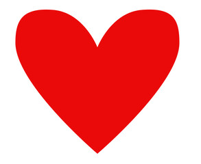 Valentine Red Heart Icon. The image features a simple, bright red heart icon against a white background. The heart is drawn in a classic, rounded shape with a slightly uneven outline, giving it a hand