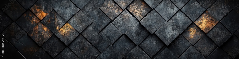 Aufkleber dark textured tiles diamond pattern ambient light modern minimalist background 3d rendering