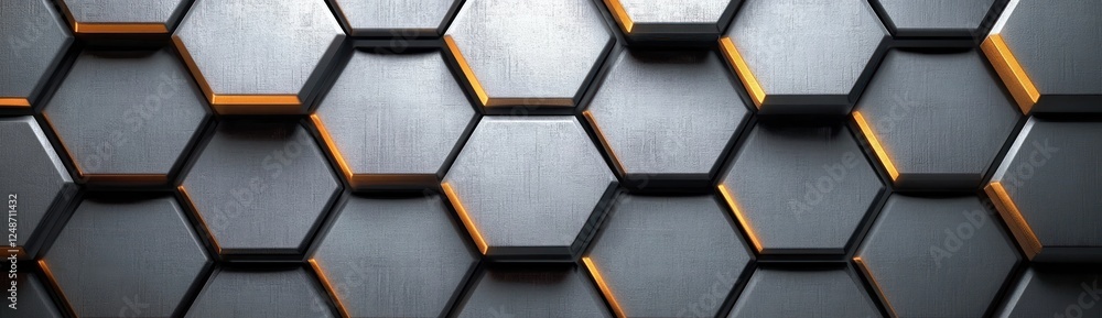 Aufkleber modern hexagonal metal background abstract composition for website header 3d illustration