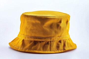 Fototapeta premium A simple yellow bucket hat on a clean white background
