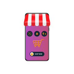 Online store layout on a smartphone screen.