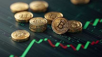 Gold Coins & Green Arrow: Financial Growth
