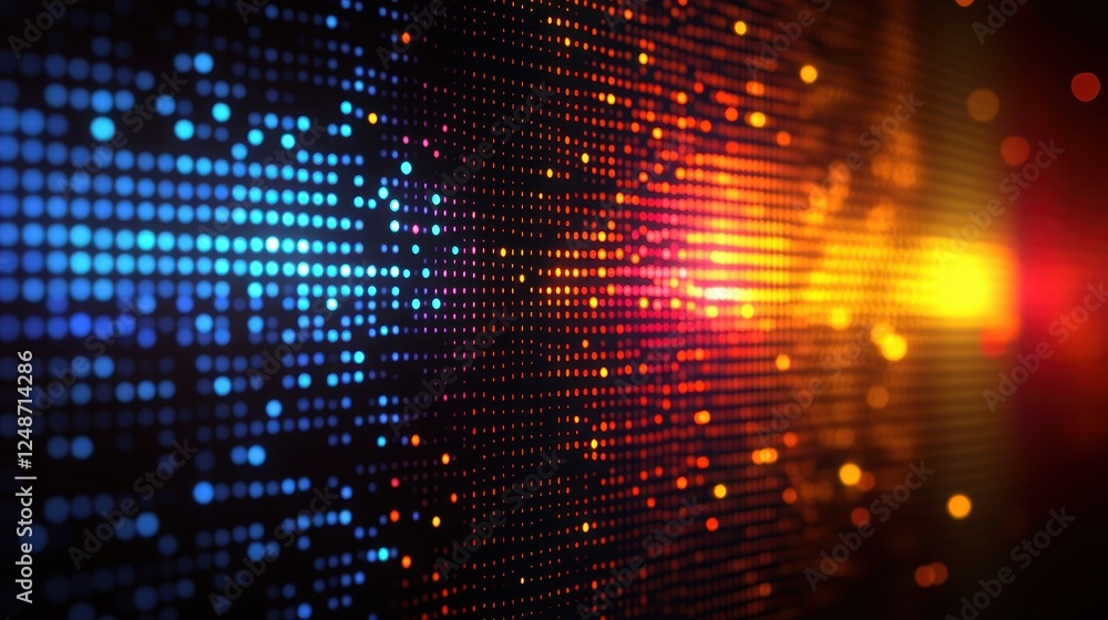 Poster abstract data stream, glowing lights, digital flow, technology background, website header