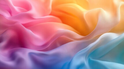 Obraz premium Colorful silk fabric with soft waves and ombre effect.