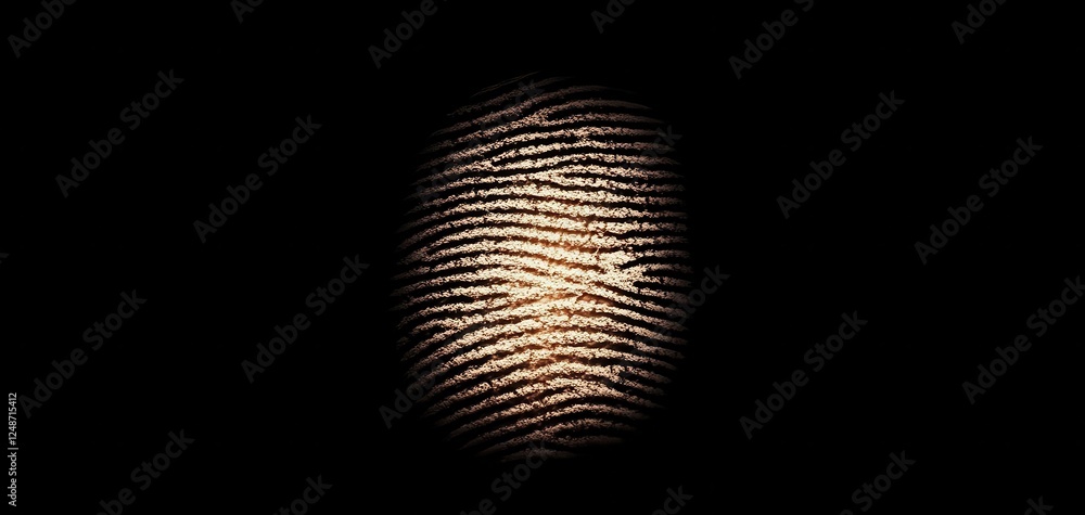 Poster a close-up of a fingerprint, showcasing the unique patterns and ridges, symbolizing identity and per