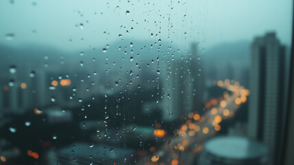  Rainy City Night Through Window with Blurred Lights2