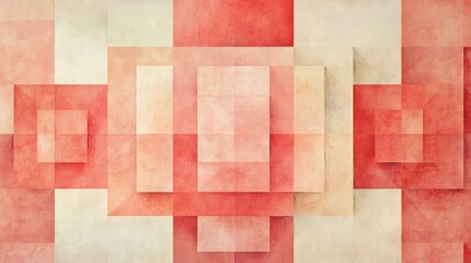 Fototapeta premium Abstract geometric pattern with squares and faded red colors