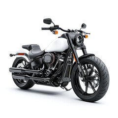 Fototapeta premium White and Black Custom Cruiser Motorcycle: Ride the Open Road in Style