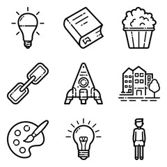 Essential Flat Icon Set Isolated On White Background