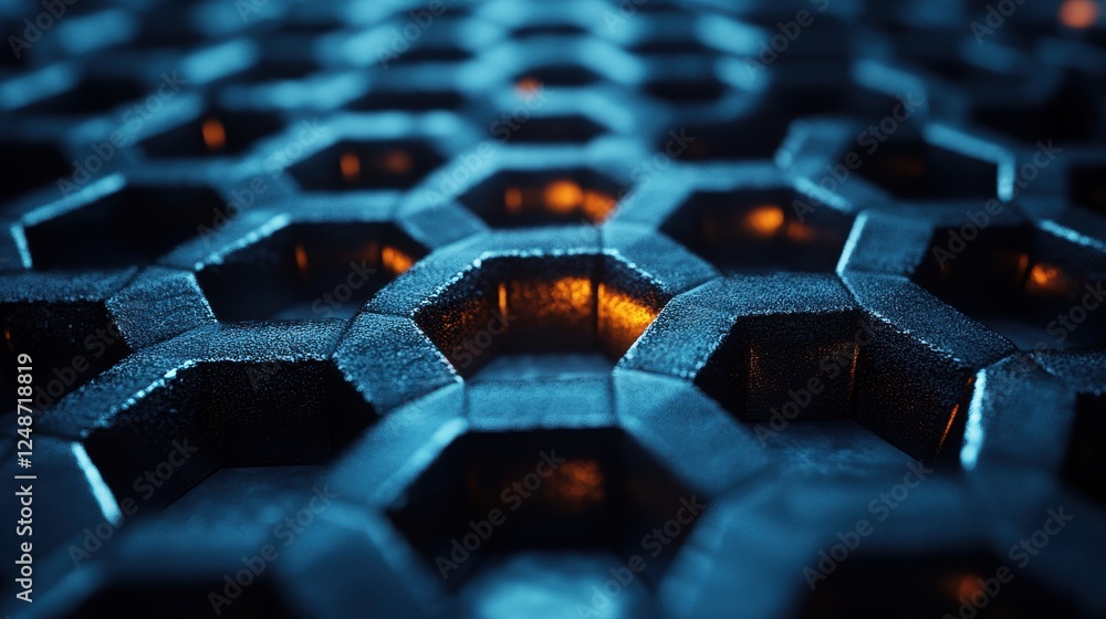 Poster glowing hexagon pattern, abstract background