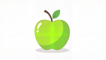 Minimalist green apple on white background, simplicity and freshness