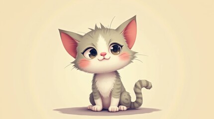 Fototapeta premium Pastel Digital Art of a Curious Cat