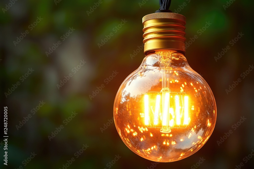 Poster a single light bulb hanging from a string, simple and clean design