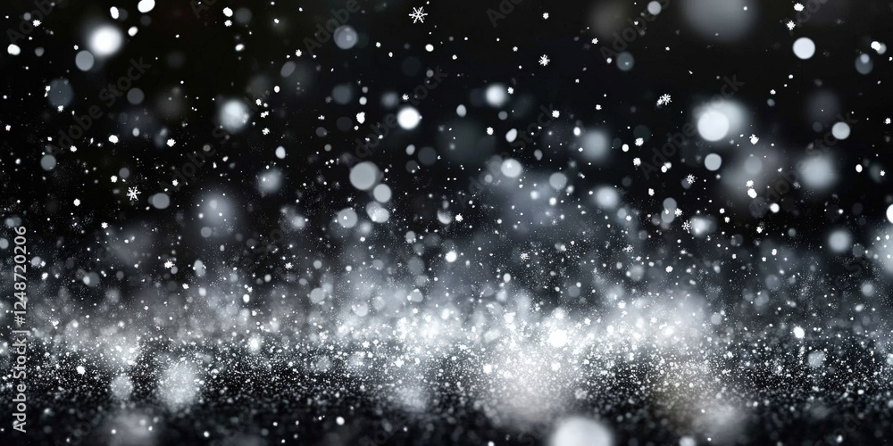Aufkleber snowflakes gently falling against a dark backdrop creating a serene and dreamy atmosphere with soft 