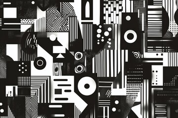 Abstract black and white geometric patterns create a striking visual experience in modern art