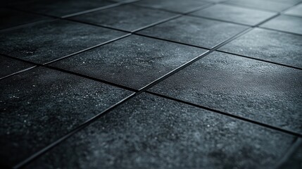 Dark gray square tiles floor texture.
