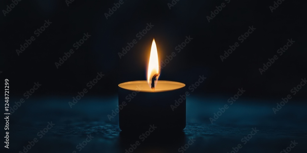 Aufkleber a single candle flickers in the dark, casting a warm glow and creating a calm atmosphere for relaxat