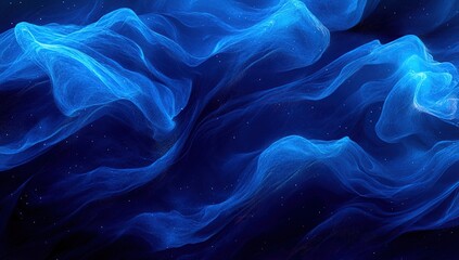 Obraz premium Abstract Blue Nebula: Dynamic Particle Waves Flowing Seamlessly Across Deep Space