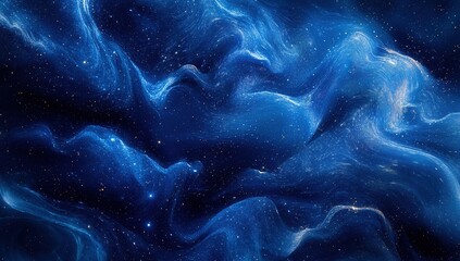 Abstract Cosmic Nebula: Blue Swirls, Glowing Stars, Deep Space, Celestial Wonders, Galactic Textures, Universe Art, Night Sky, Digital Painting