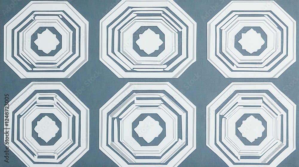 Poster abstract octagon pattern, grey background, design texture, website background