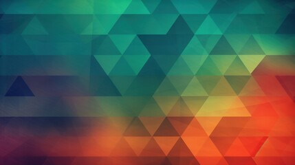 Abstract Geometric Triangle Pattern Background with Teal Orange and Green Hues