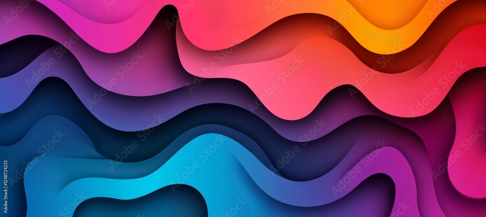 Aufkleber abstract background, fluid shapes composition with vivid color gradient. 3d modern design.