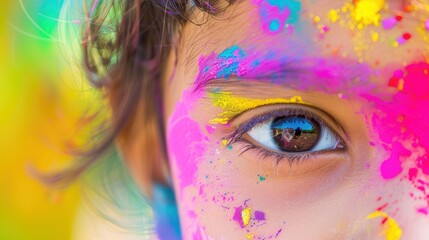 Vibrant Face With Artistic Paint Patterns