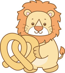 Cute Lion vector icon. Funny baby Lion animal series stock illustration. life of fluffy Lion designs.
