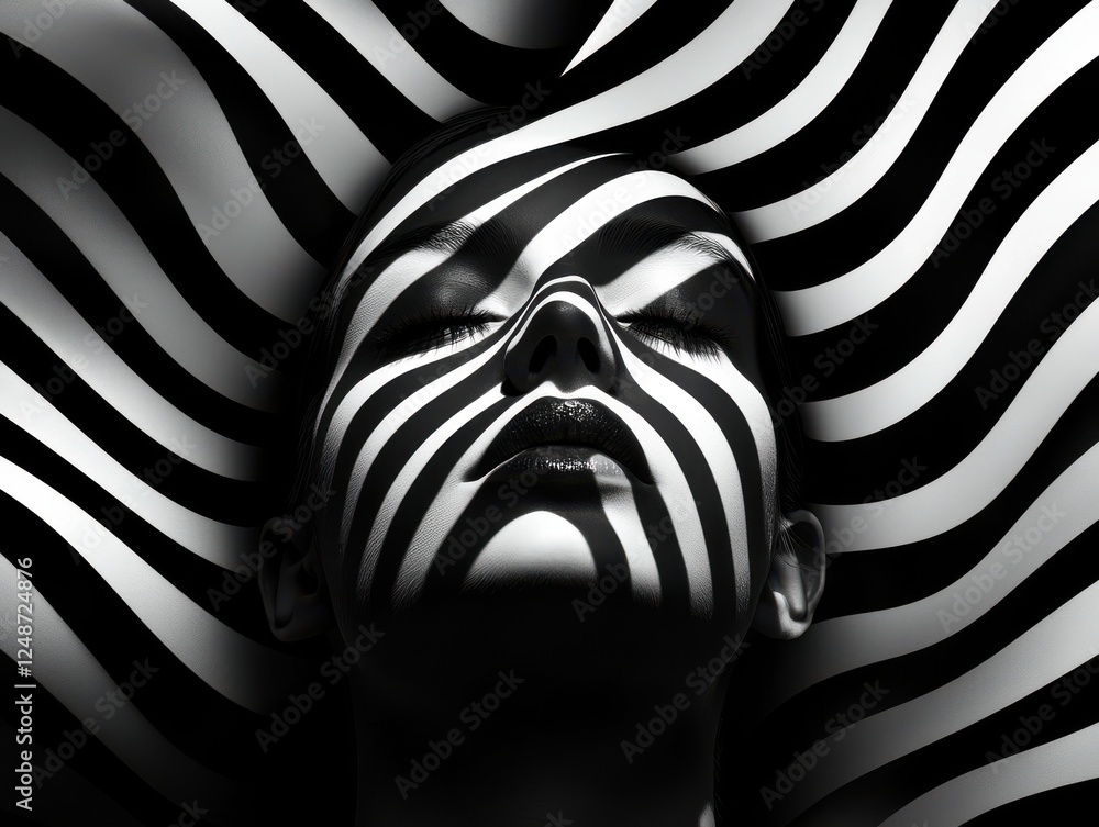 Aufkleber an artistic interpretation of identity and expression with striking black and white stripes on a mod